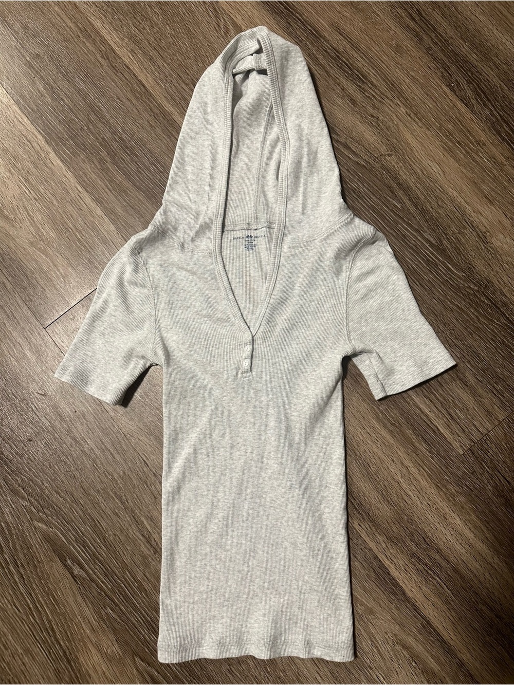 Brandy Melville Light Gray Short-Sleeve Hooded Top